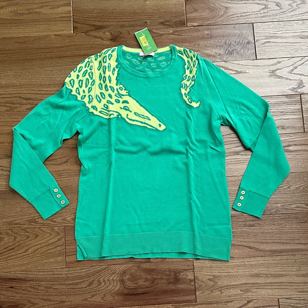 Lilly Pulitzer Spearmint Gator Intarsia Sweater XL